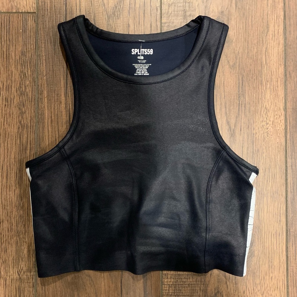 NWOT Splits59 faux leather black cropped bra top